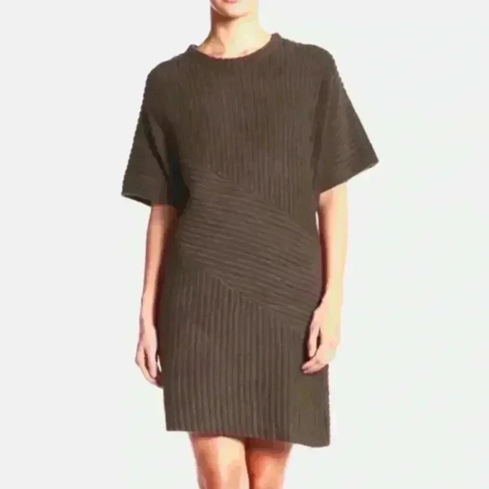 Astr the label Womans Army Brown Dolman Ribbed Sweater Dress L